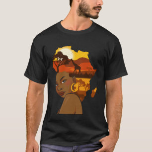 Black Girl Woman Afro Hair African Continent Black T-Shirt