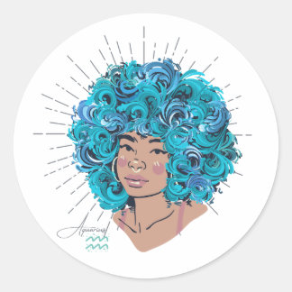 Black Girl Zodiac Magic: Aquarius Classic Round Sticker