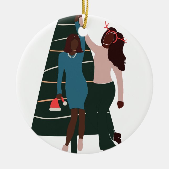 Black Girls Best Friend Christmas Ceramic Tree Decoration (Front)