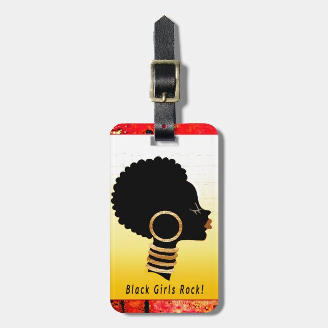 Black Girls Rock Luggage Tag (Front Vertical)