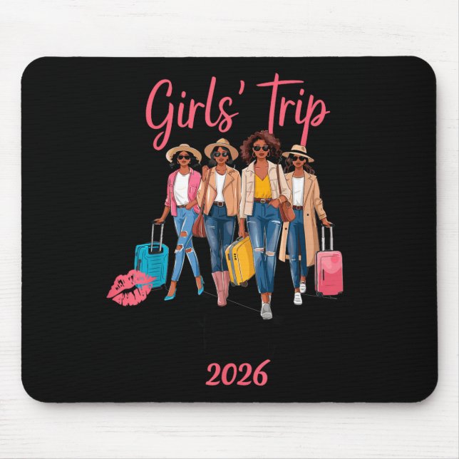 Black Girls Trip Bali 2026 Vacation Birthday Melan Mouse Mat (Front)