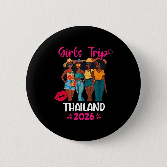 Black Girls Trip Thailand 2026 Vacation Matching  6 Cm Round Badge (Front)