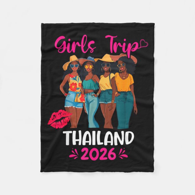 Black Girls Trip Thailand 2026 Vacation Matching  Fleece Blanket (Front)