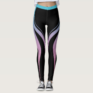Black Girly Glitter Heart Butt Activewear Leggings