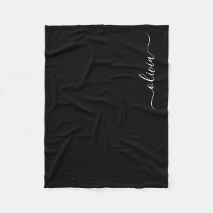 Black Girly Monogram Name Modern Fleece Blanket