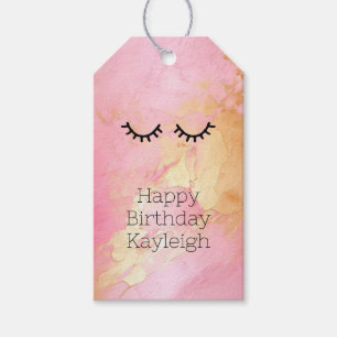 Black Girly Pink Glam Gold Eyelashes  Gift Tags