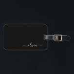 Black Girly Script Monogram Name Modern Luggage Tag<br><div class="desc">Black Monogram Add your own Name Script Luggage Bag Tag The bag tag makes the perfect sweet 16 birthday,  wedding,  bridal shower,  baby shower or bachelorette party gift for someone decorating her room in style.</div>