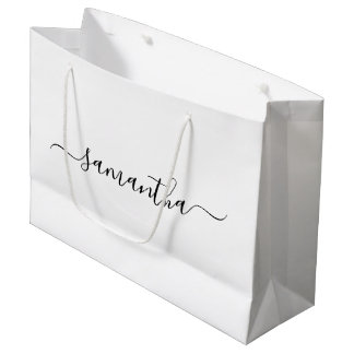 Black Girly Signature Name Large Gift Bag