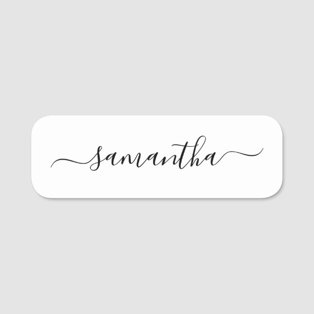 Black Girly Signature Name Tag (Front)