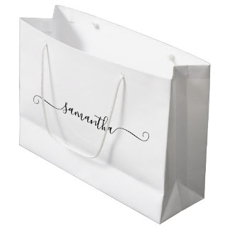 Black Girly Swash Signature Name Large Gift Bag