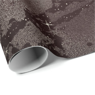 Black Glam Abstract Caffe Noir Metallic Glass Wrapping Paper