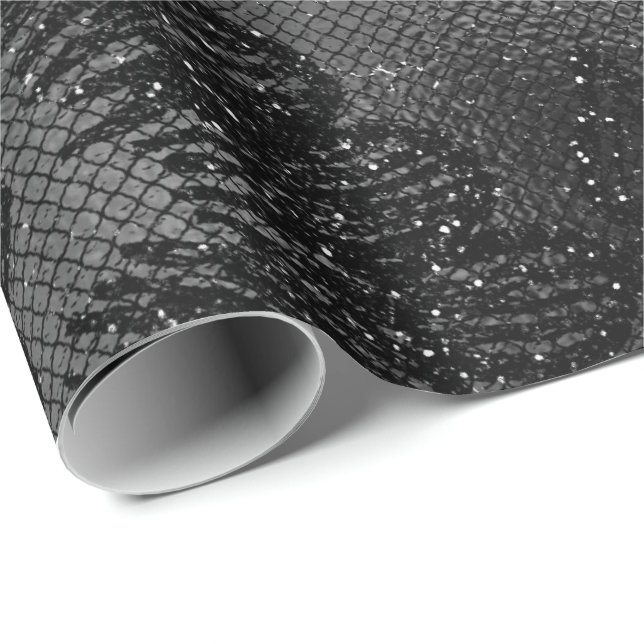 Black Glam Floral Lace Metallic Mulin Rouge Wrapping Paper (Roll Corner)