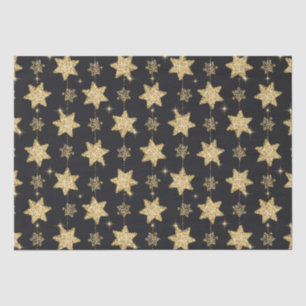 Black Glam Glitter Stars Pattern Tissue Paper