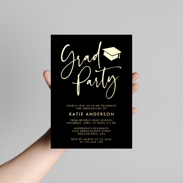 Black Glam Minimalist Calligraphy Grad Party (Creator Uploaded)