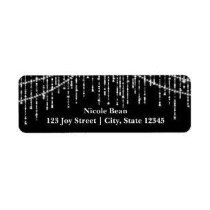 Black Glamour Sparkle Lights Address Labels