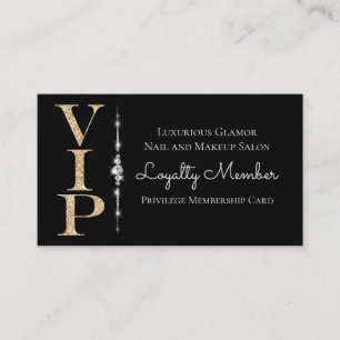 Black Glamourous Diamonds Gold Glitter VIP Loyalty Business Card