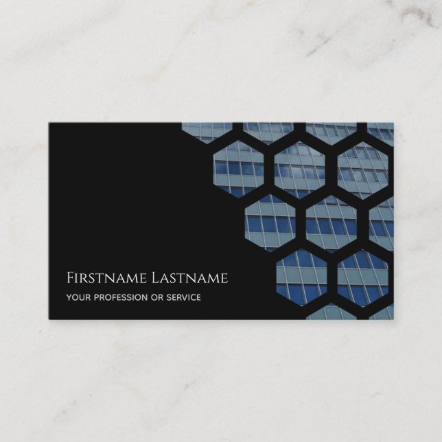 Black glass facade office skyscraper rectangles bu business card (Front)