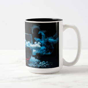 Black & Glass Tha Smoke Abstract Modern Two-Tone Coffee Mug