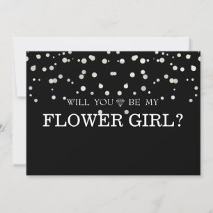 Black Gliter Cute Will You Be My Flower Girl Invitation