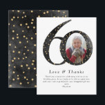 Black Glitter 60th Birthday Photo Thank You Card<br><div class="desc">From our bestselling photo milestone birthday colelction</div>