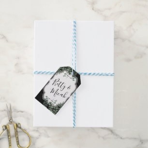 Black Glitter and Floral Eucalyptus Bouquet Gift Tags