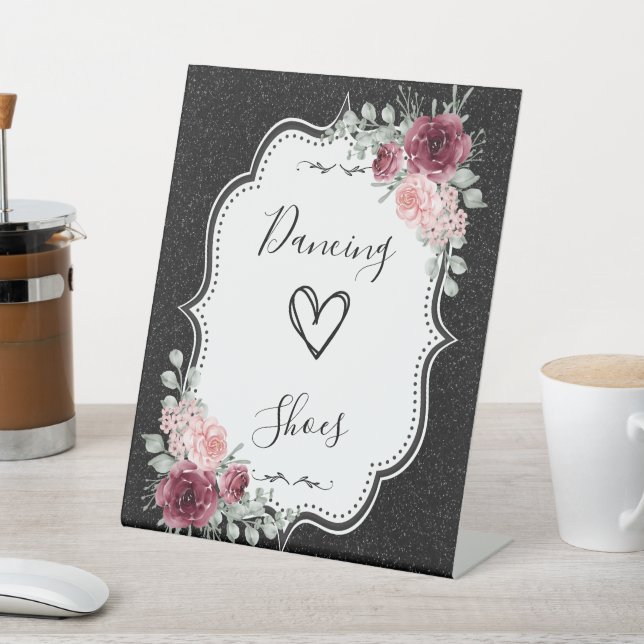 Black Glitter and Floral Flip Flop Sign (In SItu)