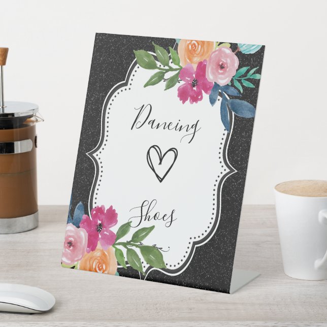 Black Glitter and Floral Rainbow Flip Flop Sign (In SItu)