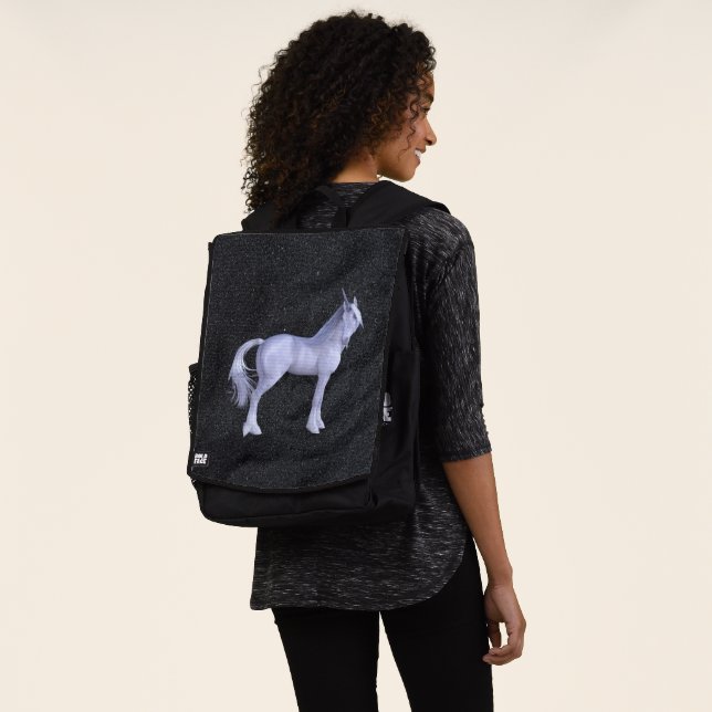 Black Glitter And Unicorn Backpack (Worn)