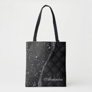 Black Glitter anf Glitter Tote Bag