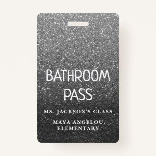 Black Glitter Back To School Bathroom Hall Pass ID Badge