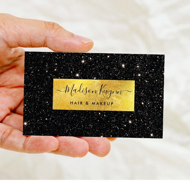 Black Glitter Background And Faux Gold Business Card (Creator Uploaded)
