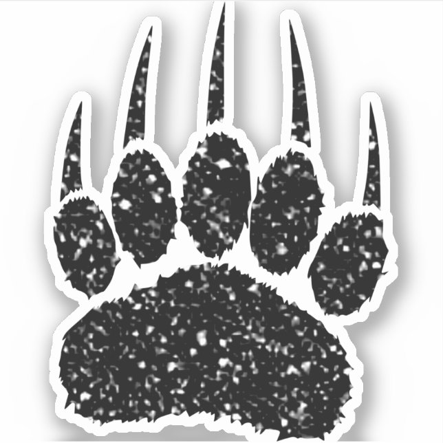 Black Glitter Bear Paw Print Drawing (Front)