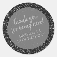 Black Glitter Birthday Favour Thank You