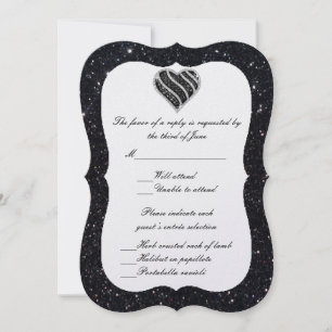 Black Glitter Black Heart Response Card