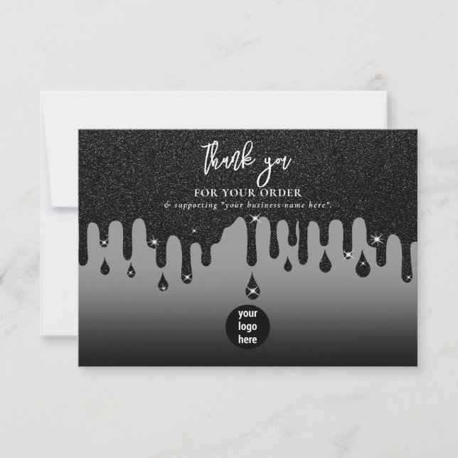 Black Glitter Business Thank You Logo Social Media (Front)