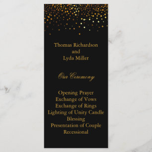 Black Glitter Confetti Faux Foil Wedding Program Programme