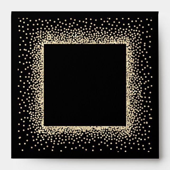 Black Glitter Confetti Frame Elegant Envelope (Front)