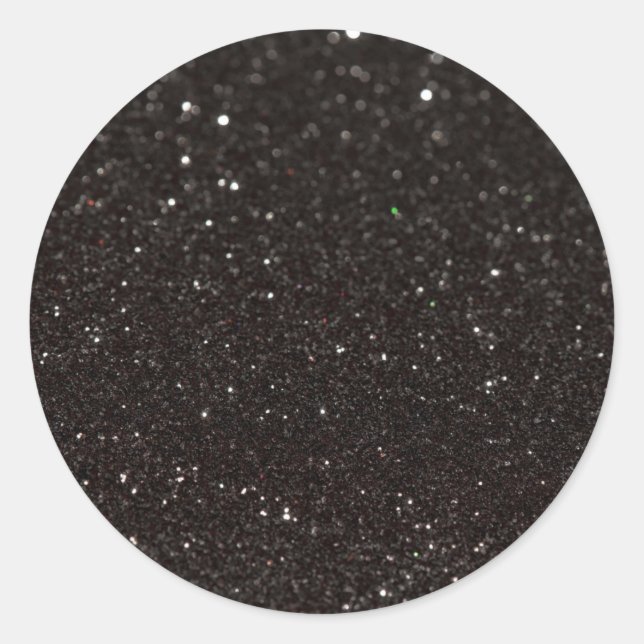 Black Glitter Custom Trendy Classic Round Sticker (Front)