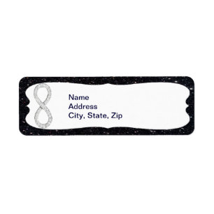 Black Glitter Diamond Infinity Address Labels