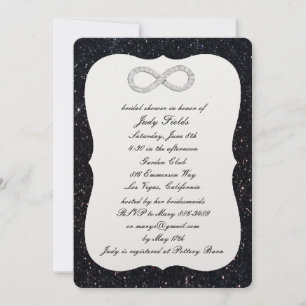 Black Glitter Diamond Infinity Bridal Shower Invitation