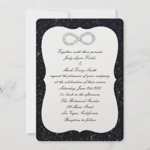 Black Glitter Diamond Infinity Wedding Invitation