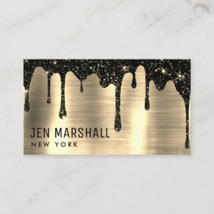 black glitter drips business card