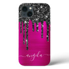 Black Glitter Drips Hot Pink Glam Signature
