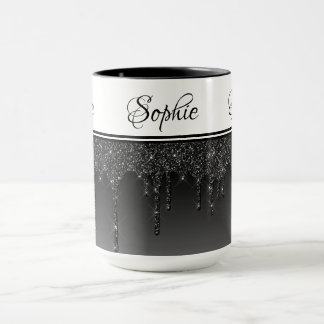Black Glitter Drips Mug