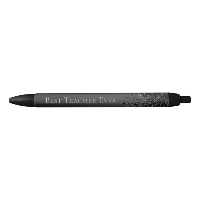 Black Glitter Drips Personalised Monogram Name  Ink Pen (Front)