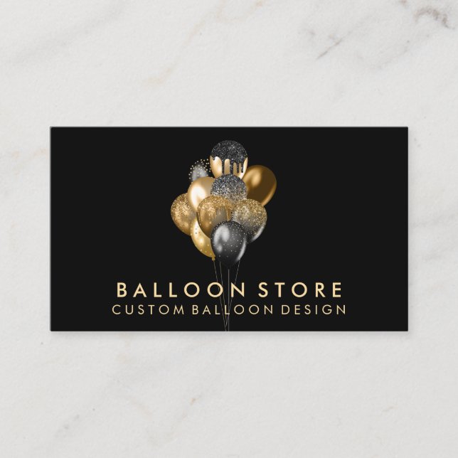 Black Glitter Event Party Decor Balloon Business Card (Front)