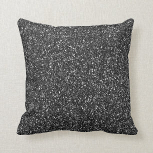 Black Glitter Glam Chic Cushion