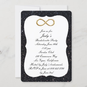 Black Glitter Gold Infinity Bachelorette Party Invitation
