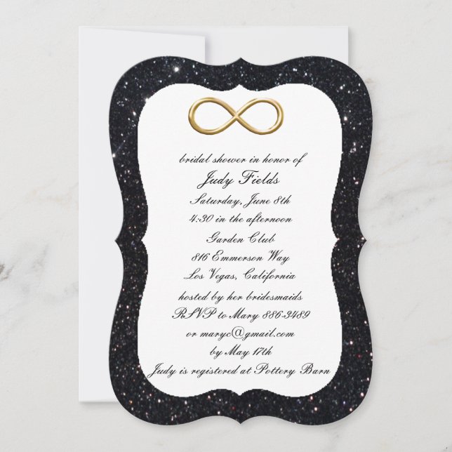 Black Glitter Gold Infinity Bridal Shower Invite (Front)