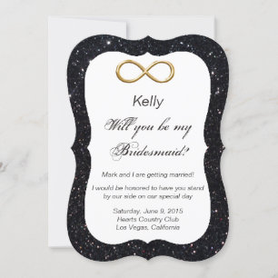 Black Glitter Gold Infinity Bridesmaid Card